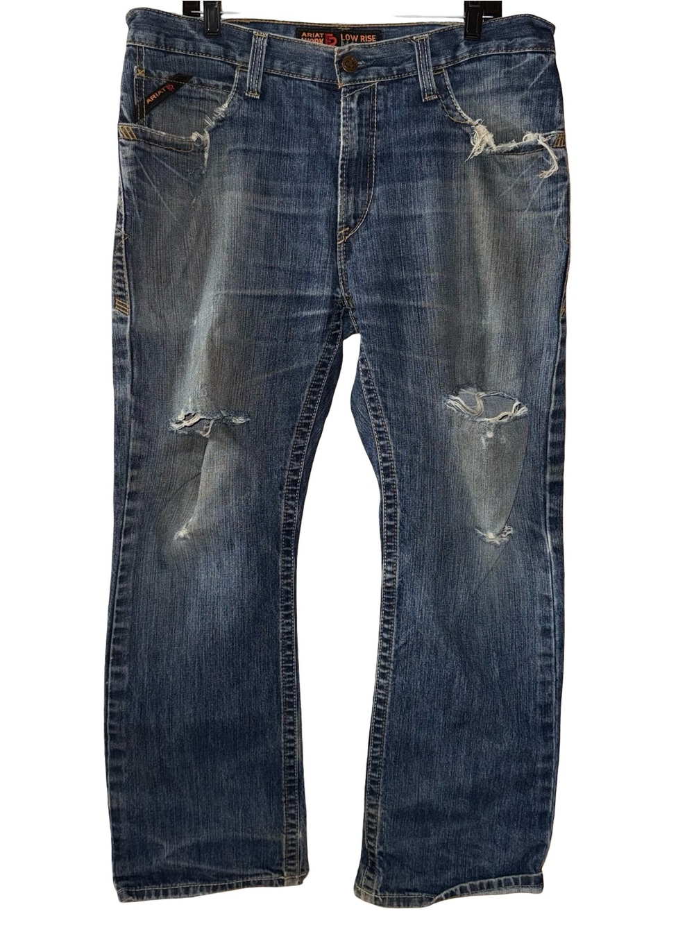 Ariat Work FR M4 Low Rise Boot jeans Men's 34 x 30 Distressed Thrashed Cotton